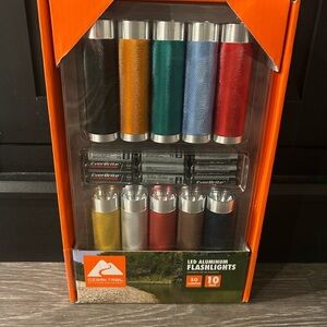 Set of 10 Ozark Trail LED Aluminum Flashlight Set - Multicolor, NWT